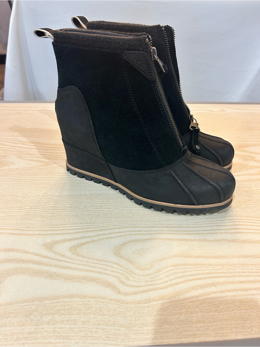 UGG Black Wedge Zip-Up Ankle Boots